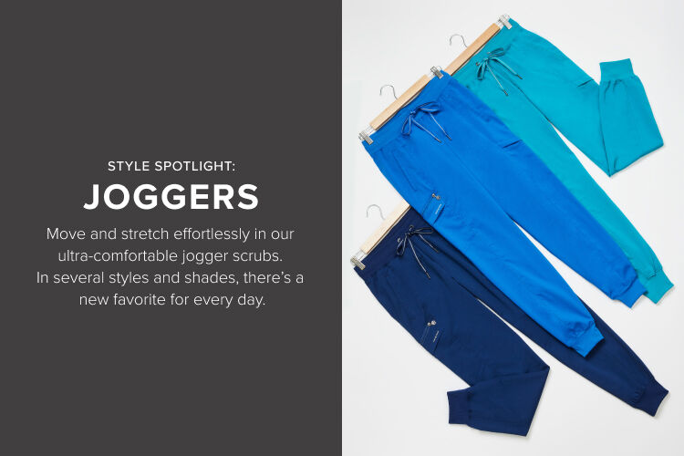 Style spotlight - joggers | Move and stretch effortlessly in our ultra-comfortable jogger scrubs.