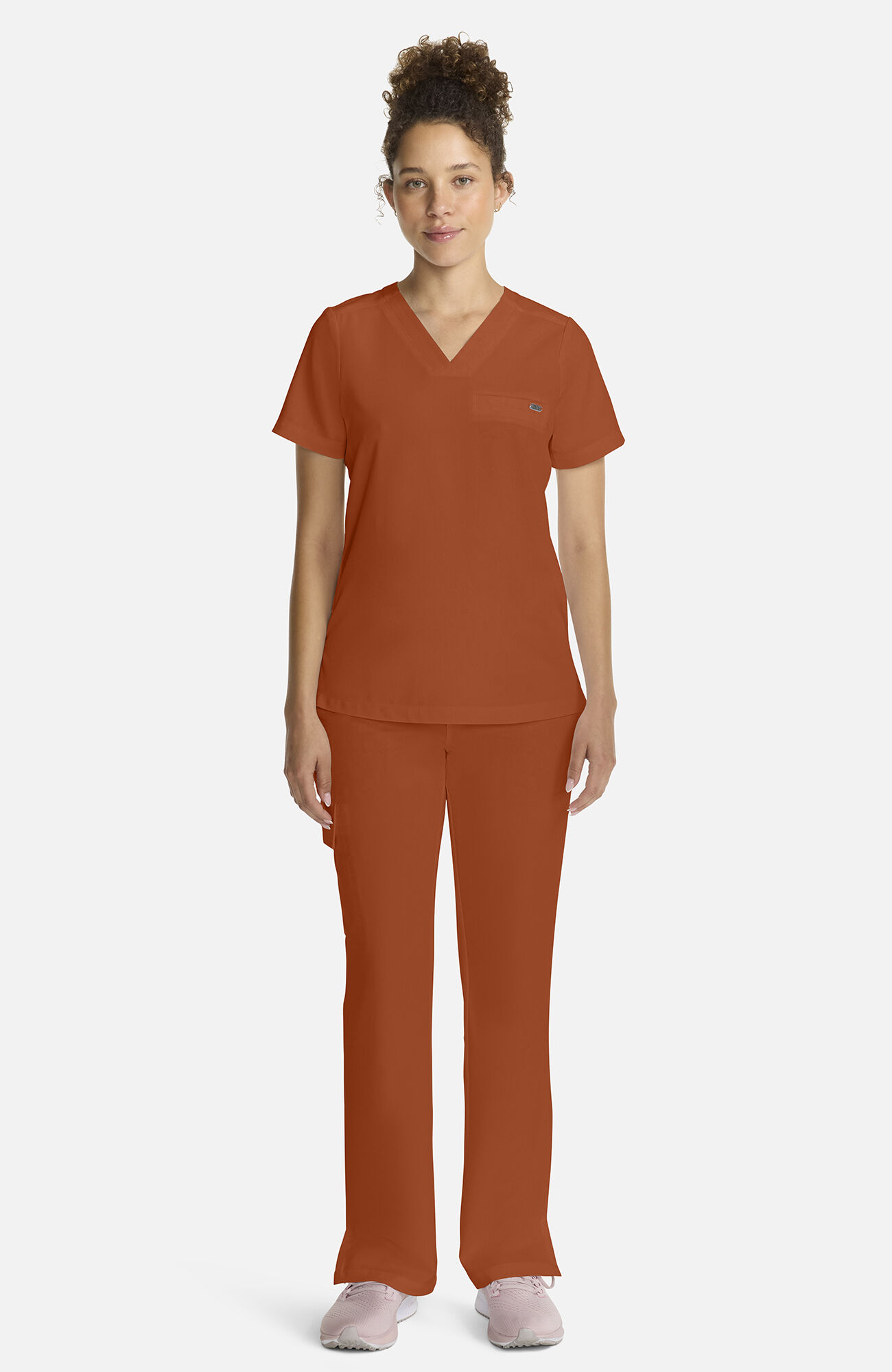 Women's Billie V-Neck Scrub Top, WAS Warm Sunrise | orange, large