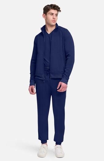 Men's Zip Front Raglan Knit Scrub Jacket Men's Zip Front Raglan Knit Scrub Jacket