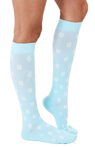 Women's 15-20 mmHg Lightweight Daisy Print Compression Socks, , large