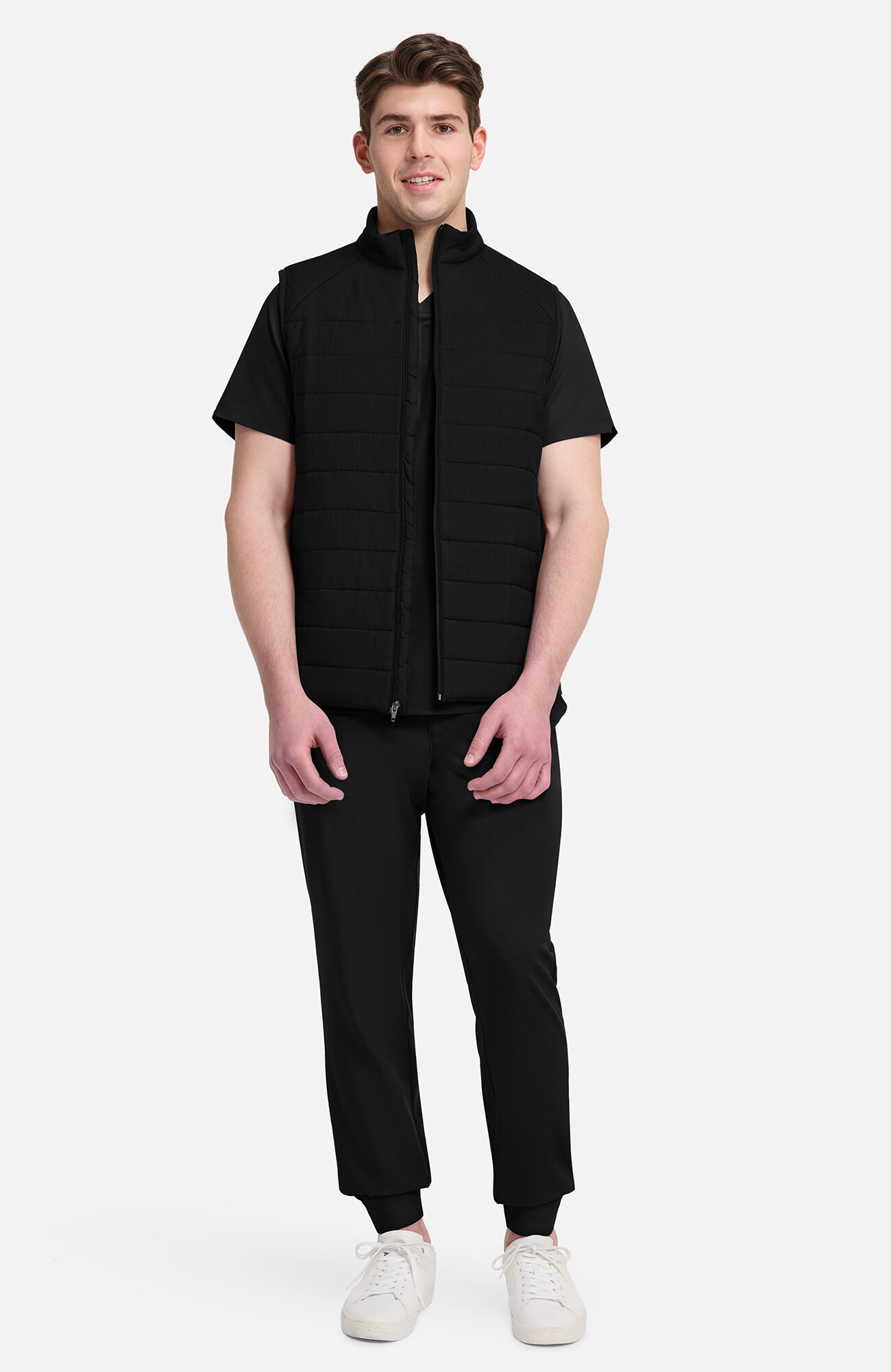 Men's Zip Front Quilted 4-Pocket Scrub Vest