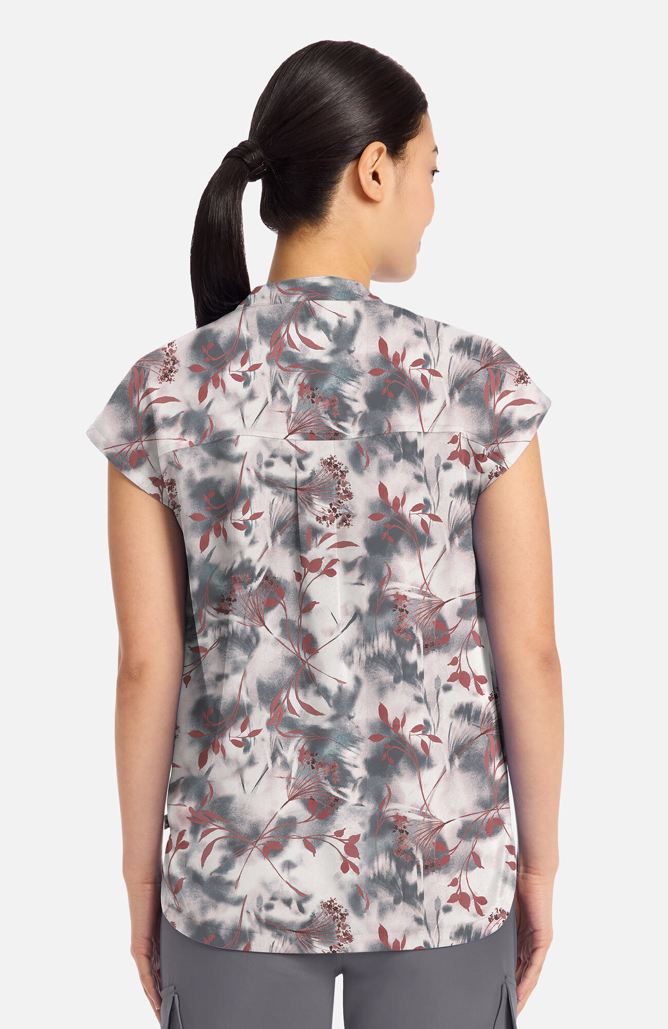 Women's Journey Floating Botanicals Print Scrub Top, , large