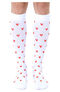 Women's 15-20 mmHg Lightweight Red Hearts Print Compression Socks, , large