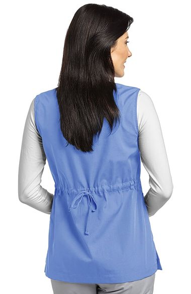 Women's Button Front Solid Scrub Vest, , large