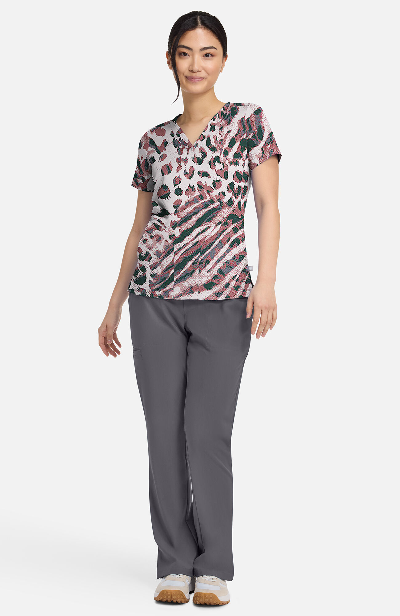 Women's Briana Cool Cattitude Print Scrub Top , , large