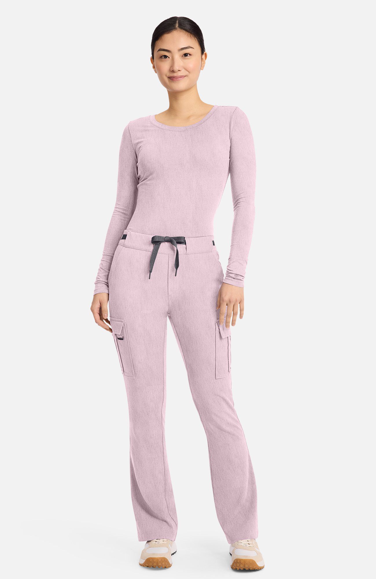 Women's Melissa Long Sleeve Knit Tee Underscrub, PIP Pink Pearl | pink, large