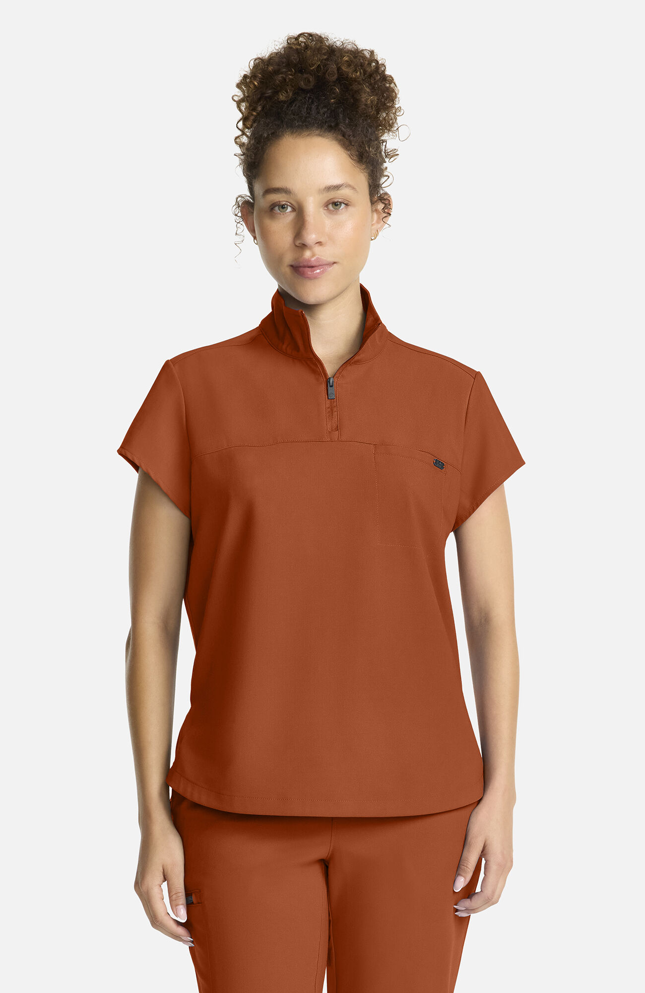 Women's Bella Quarter Zip Scrub Top, WAS Warm Sunrise | orange, large