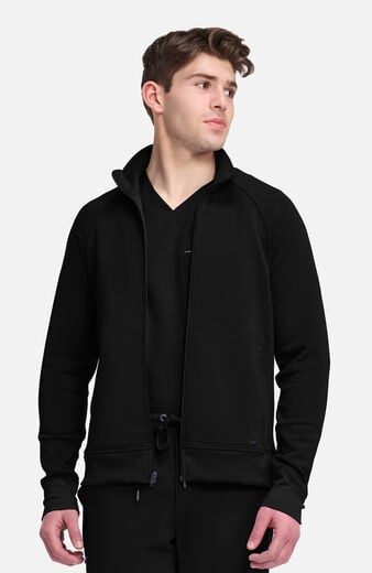 Men's Zip Front Raglan Knit Scrub Jacket Men's Zip Front Raglan Knit Scrub Jacket