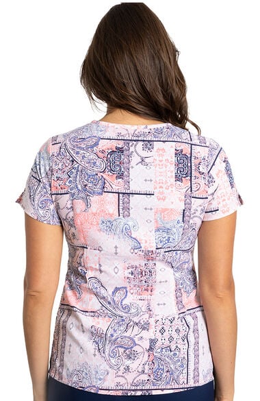 Clearance Women's Isabel Patch Work Print Scrub Top, , large