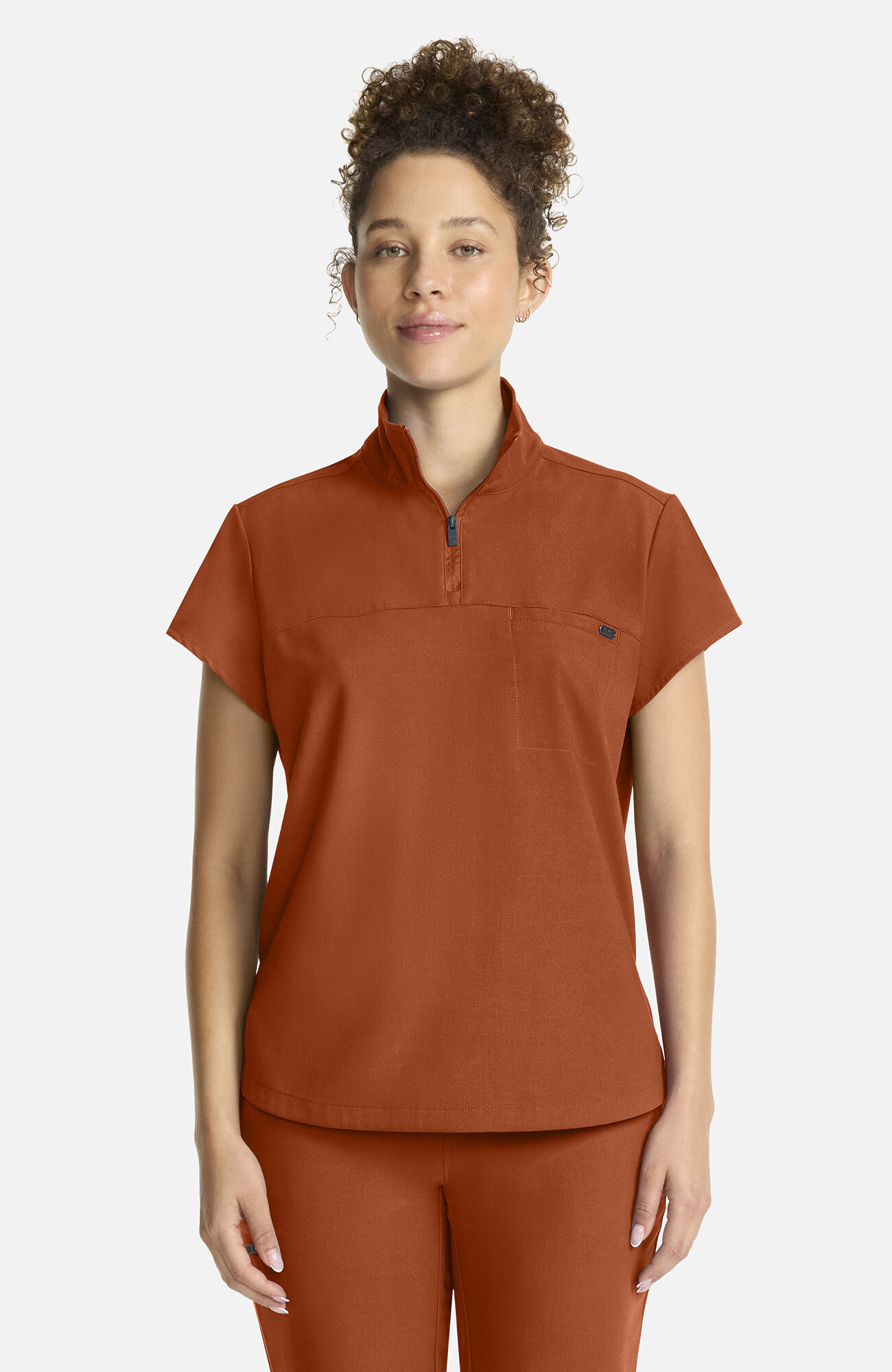 Women's Bella Quarter Zip Scrub Top, WAS Warm Sunrise | orange, large