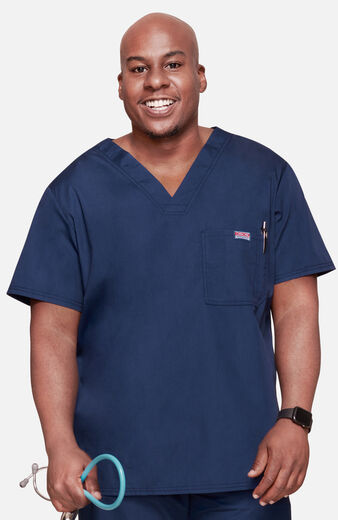 Men's V-Neck Solid Scrub Top, Men's V-Neck Solid Scrub Top