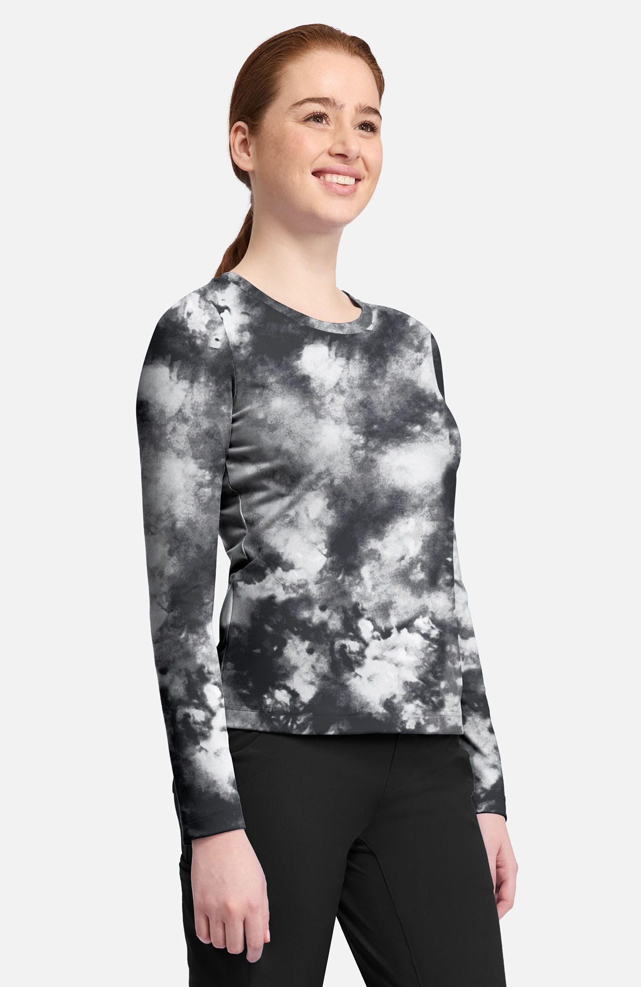 Women's Melissa Tie-Dye Print Underscrub Tee, TDB Tie Dye Black | black, large