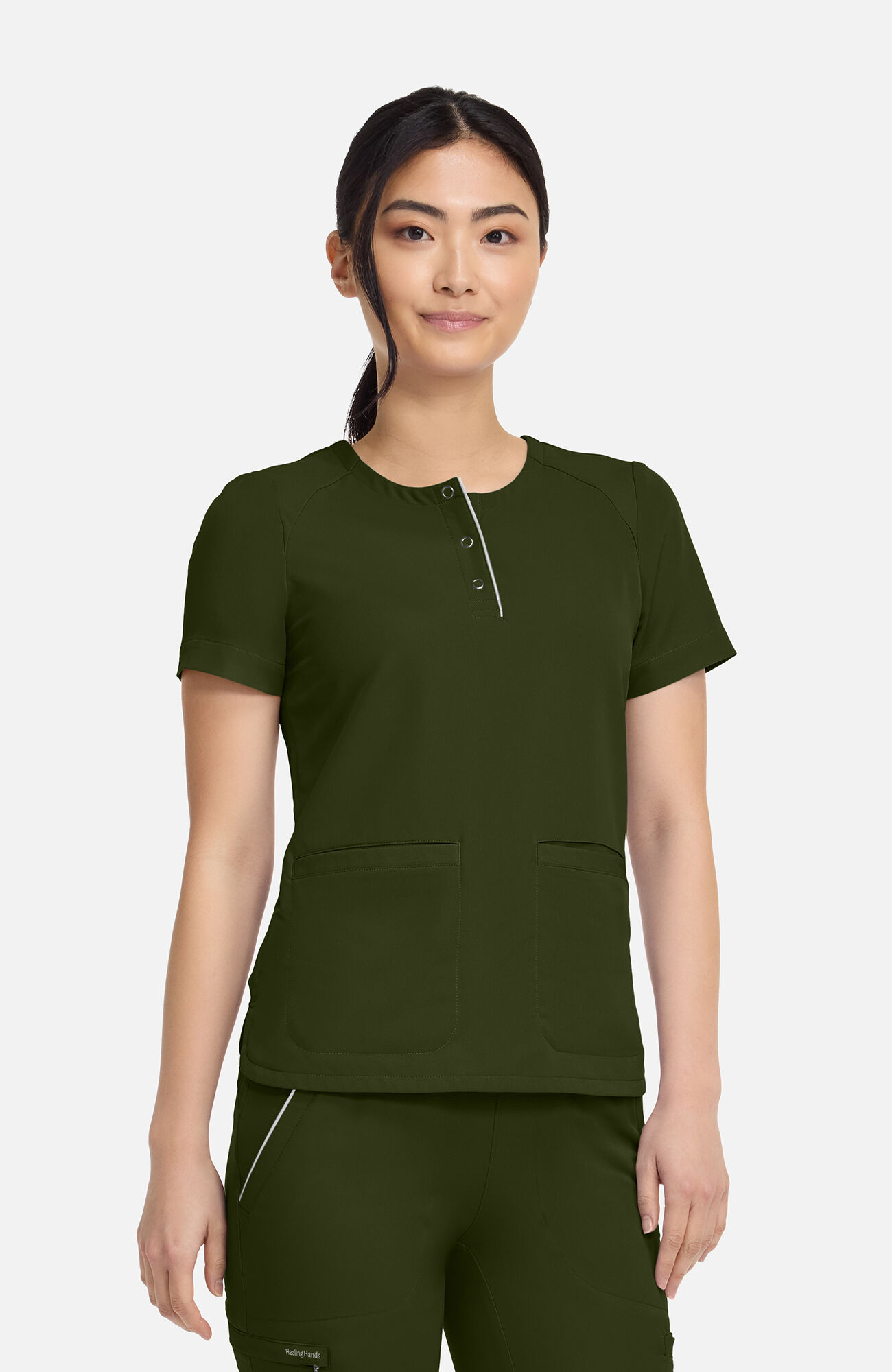 Women's Joy Henley Crew Neck Scrub Top, , large