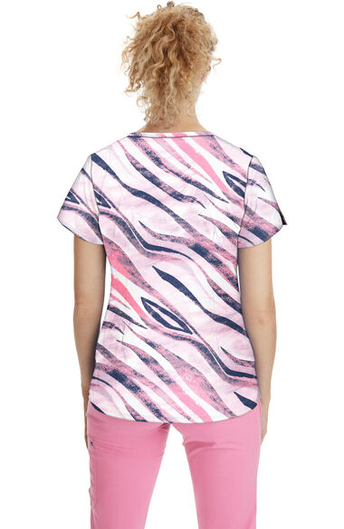 Clearance Women's Isabel Wild Stripes Print Scrub Top, , large