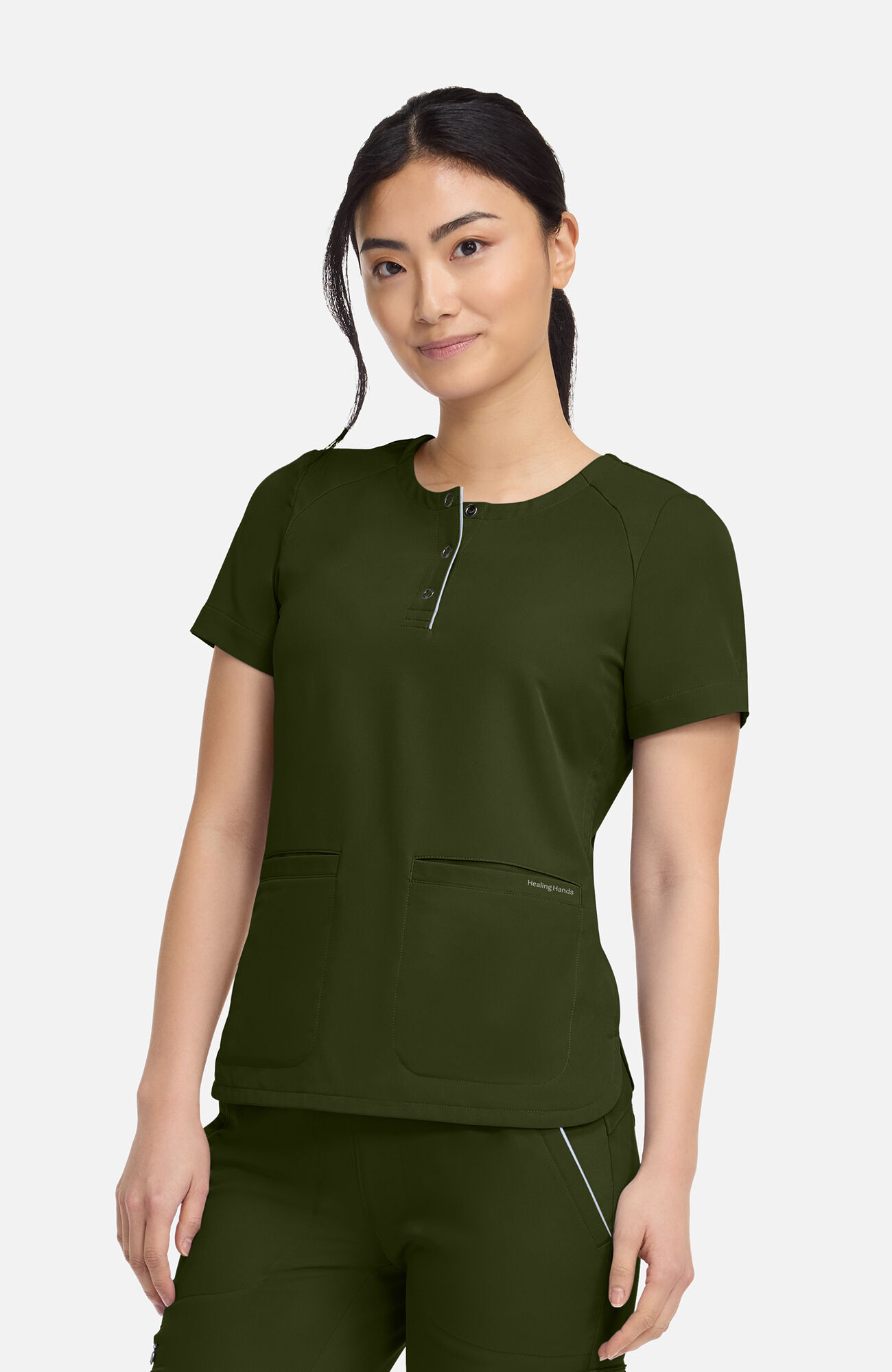 Women's Joy Henley Crew Neck Scrub Top, , large