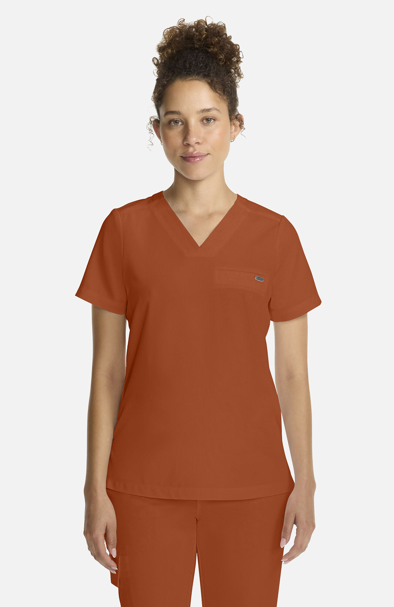 Women's Billie V-Neck Scrub Top, WAS Warm Sunrise | orange, large