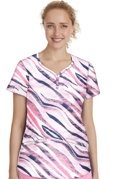 Clearance Women's Isabel Wild Stripes Print Scrub Top, , large