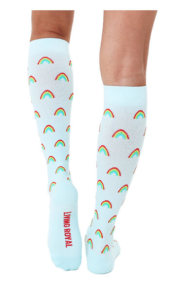 Women's 15-20 mmHg Lightweight Rainbow Print Compression Socks, , large