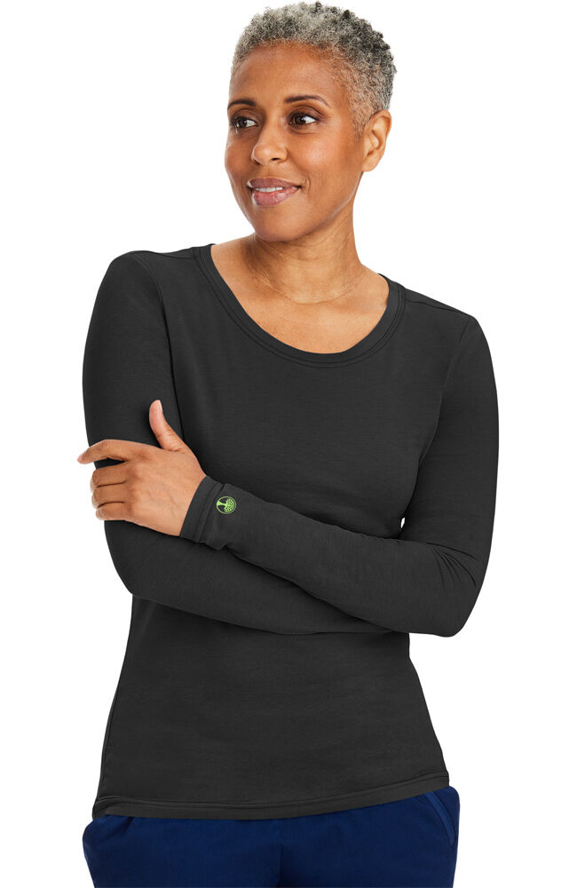 Women's Melissa Long Sleeve Knit Tee Underscrub, BLA Black | black, large