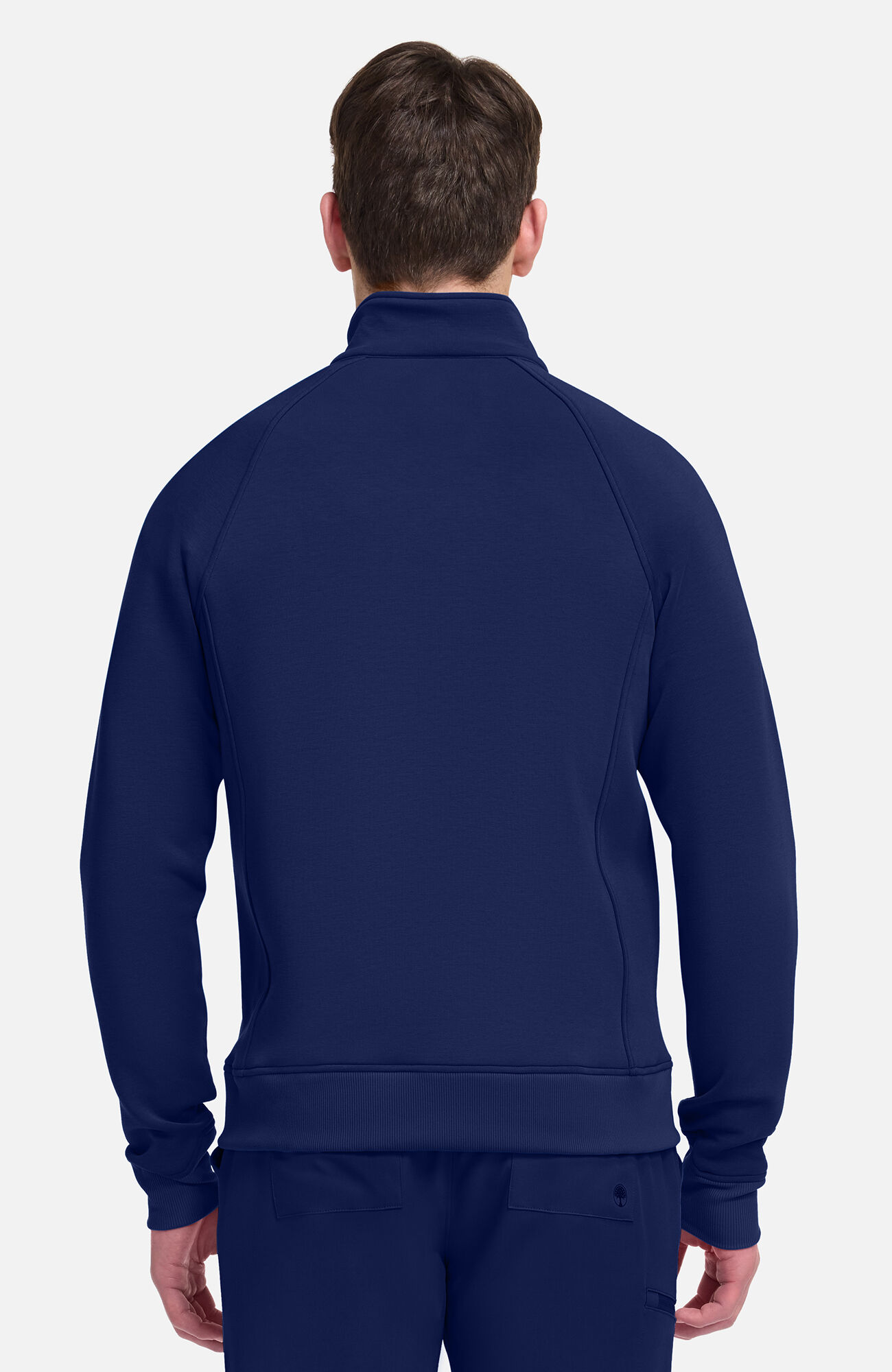 Men's Zip Front Raglan Knit Scrub Jacket, NAV Navy | navy, large