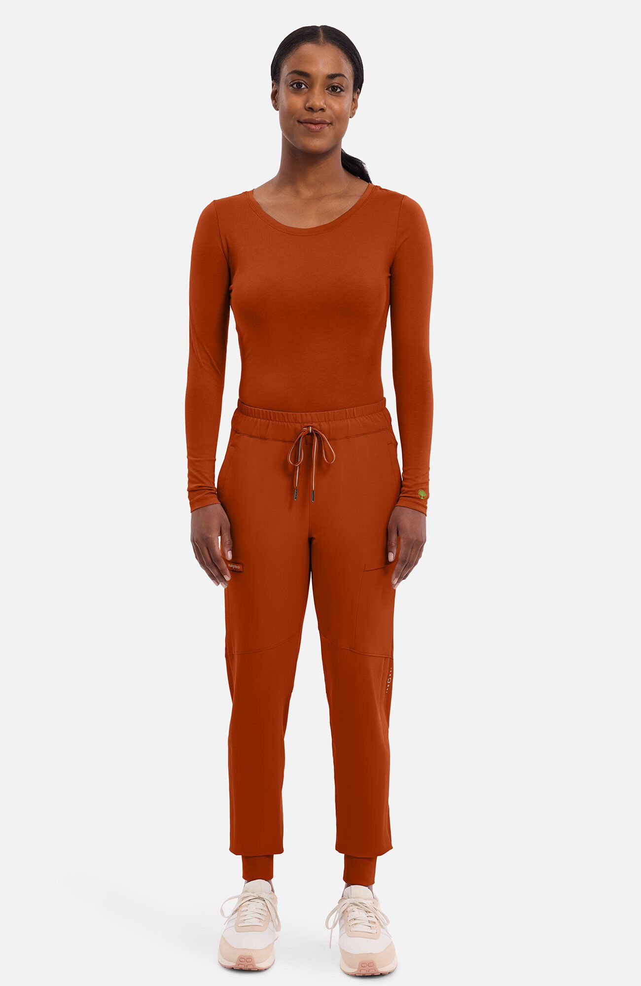 Women's Melissa Long Sleeve Knit Tee Underscrub, WAS Warm Sunrise | orange, large