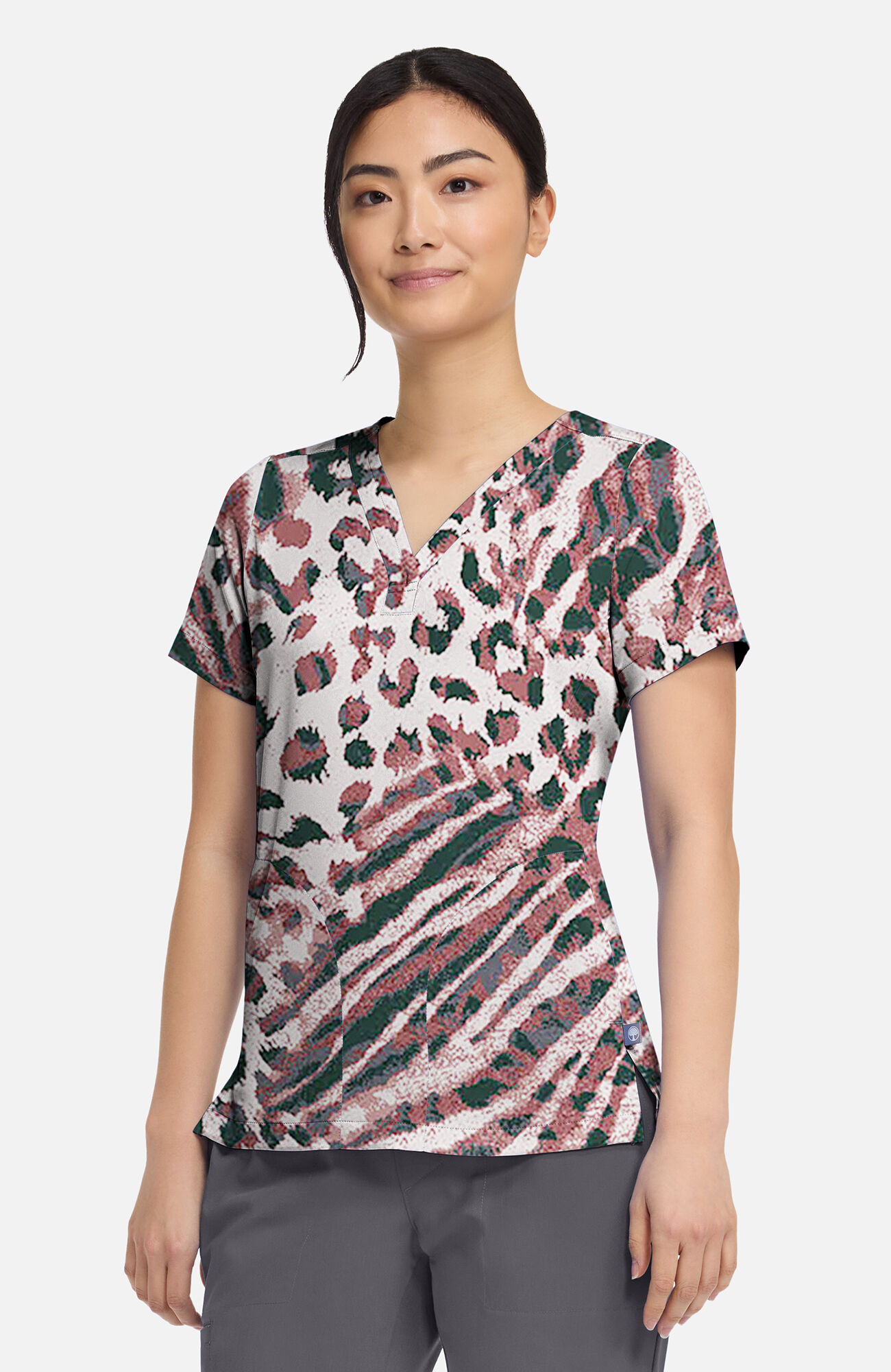 Women's Briana Cool Cattitude Print Scrub Top , , large