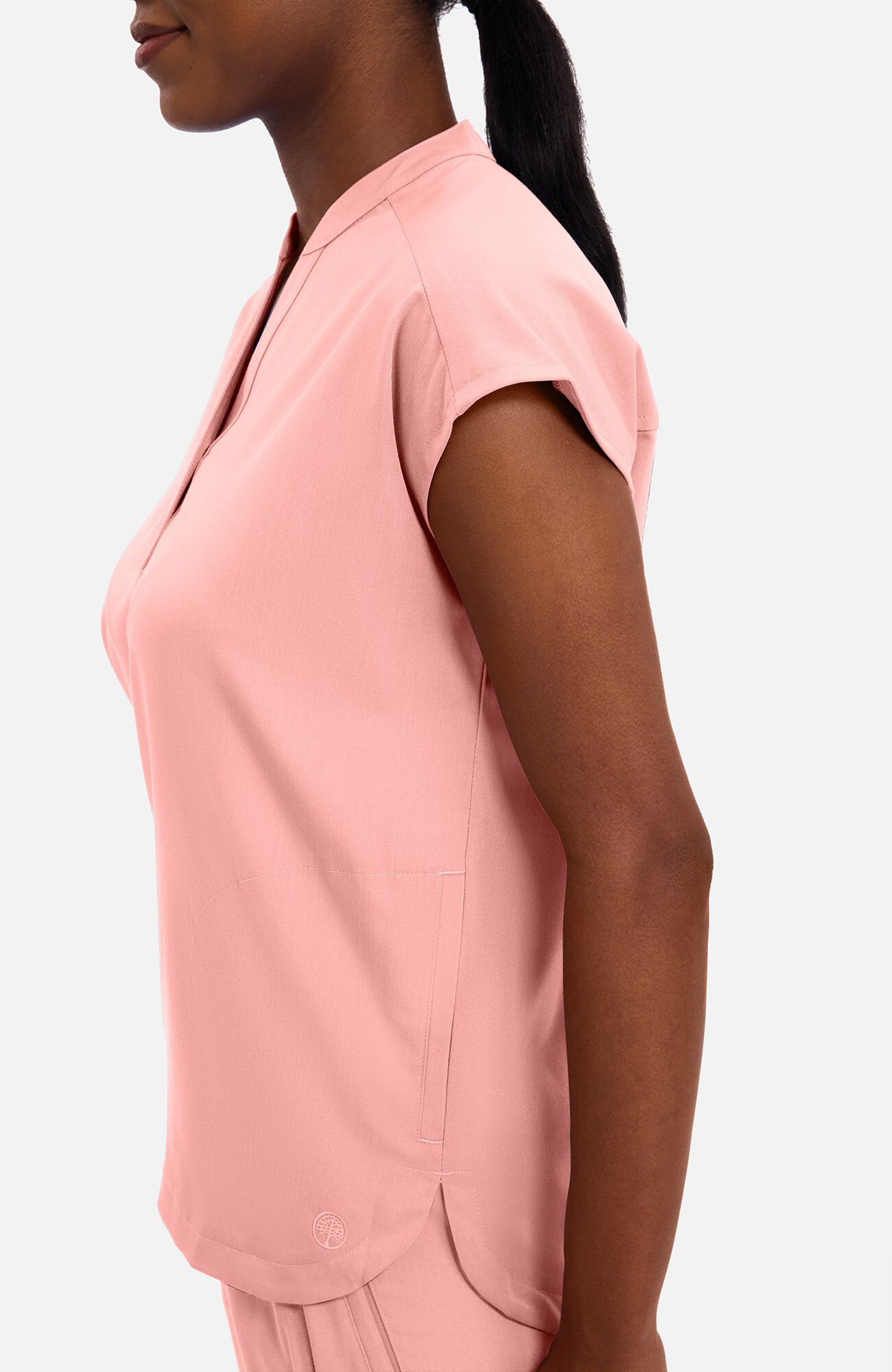 Women's Journey Mandarin Collar Scrub Top, BUP Blushing Peach | pink, large