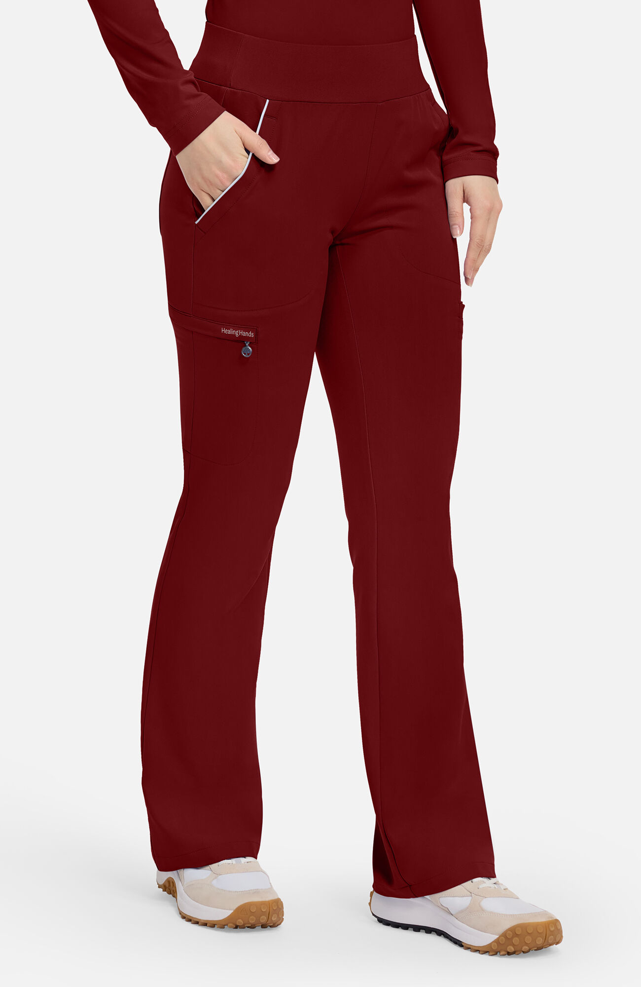 Women's Joelle Flare Leg Scrub Pant, GTR Garnet Red | red, large