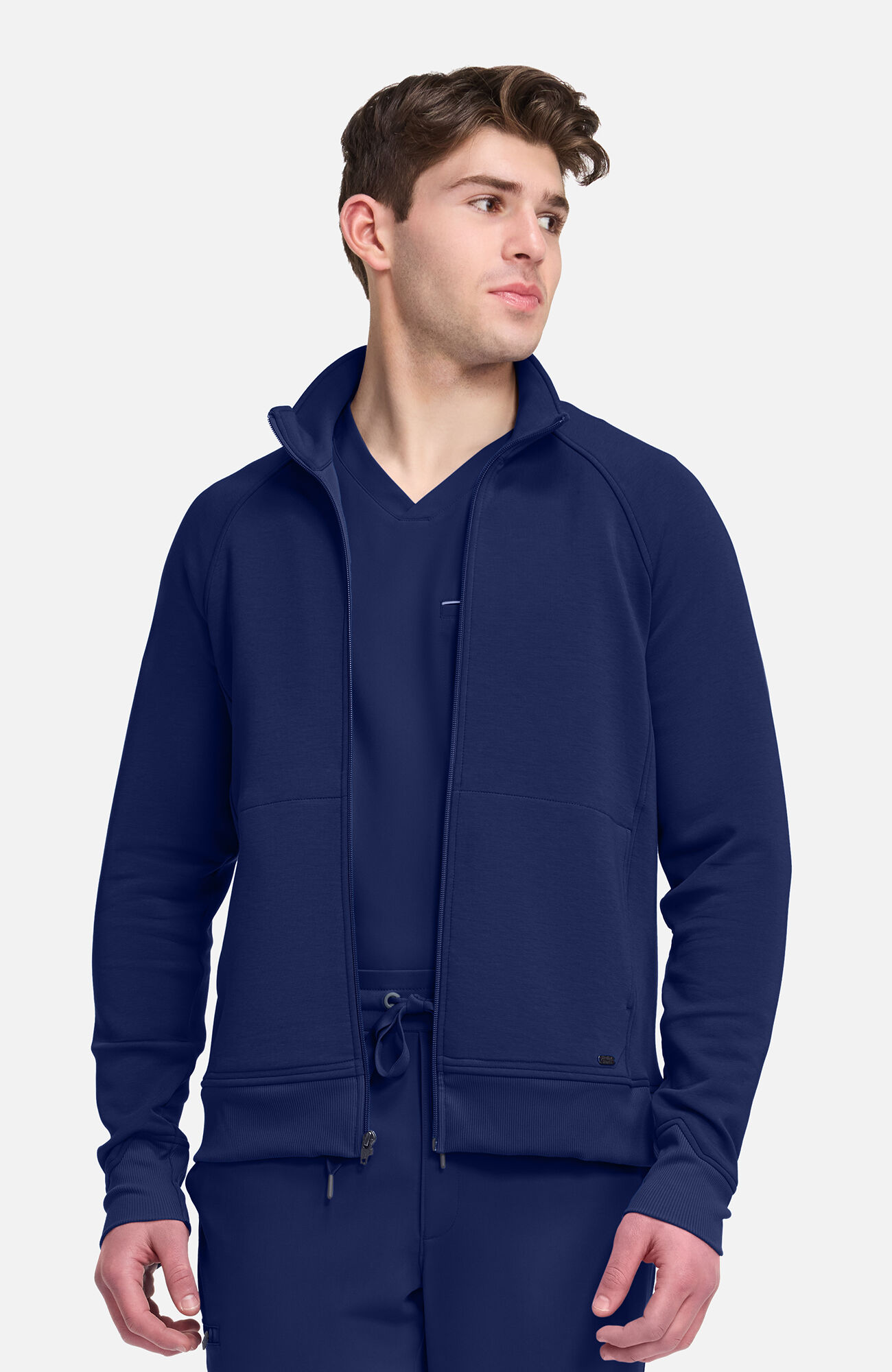 Men's Zip Front Raglan Knit Scrub Jacket