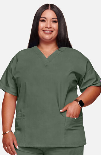 Women's V-Neck 2 Pocket Solid Scrub Top, Women's V-Neck 2 Pocket Solid Scrub Top