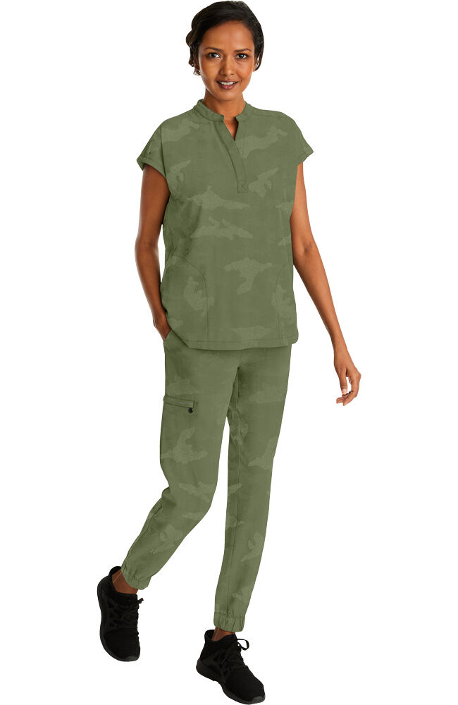 Women s Journey Mandarin Collar Camo Scrub Top Healing Hands Scrubs