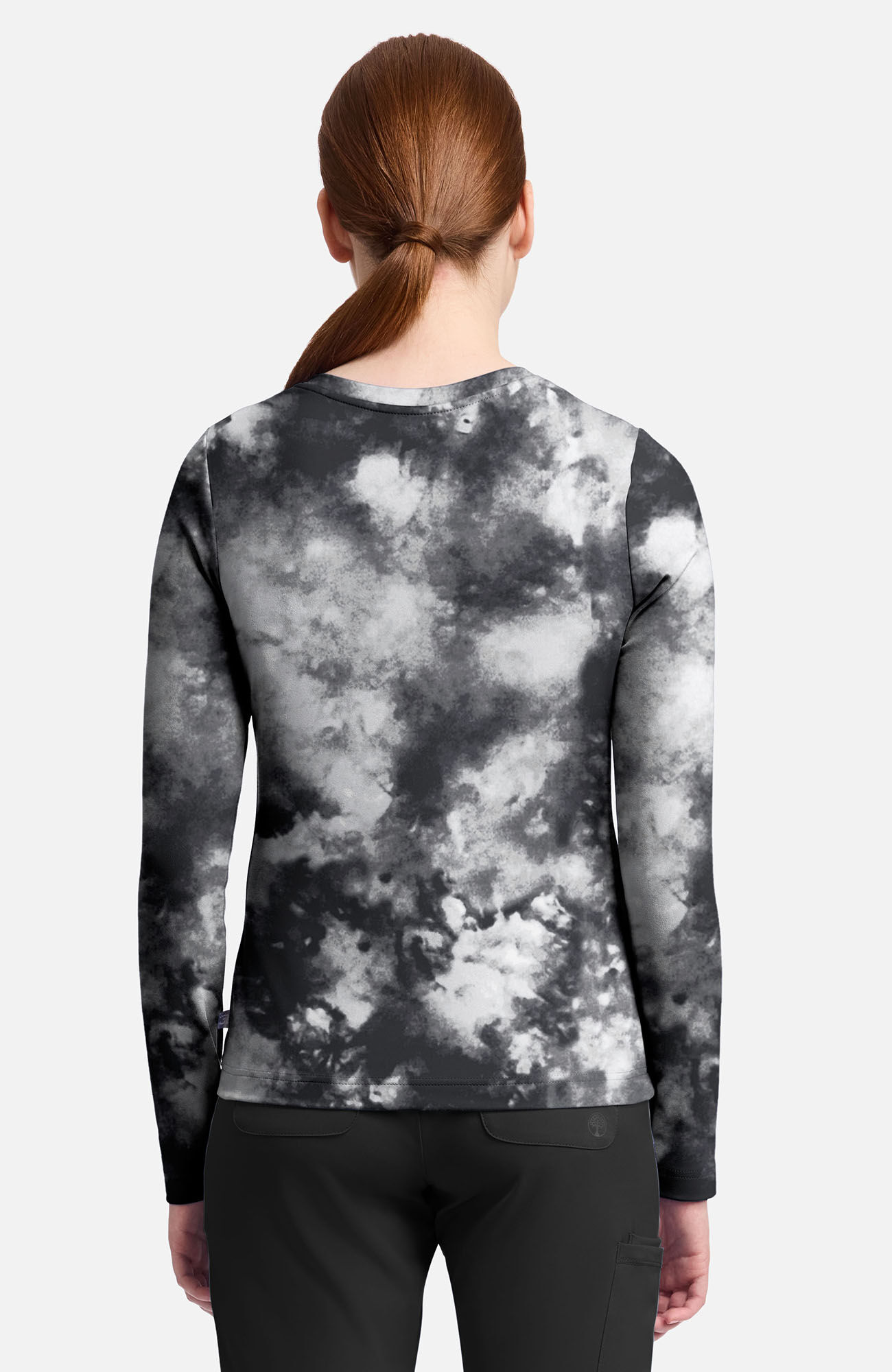 Women's Melissa Tie-Dye Print Underscrub Tee, TDB Tie Dye Black | black, large