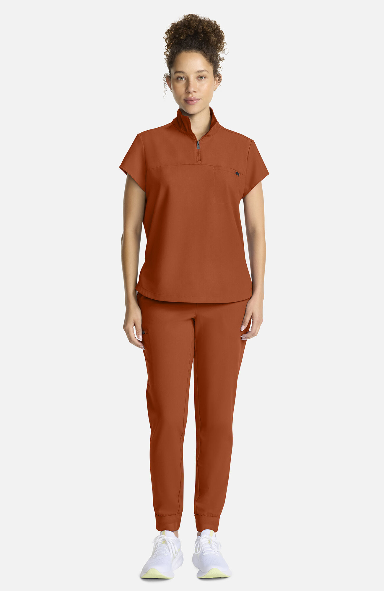 Women's Bella Quarter Zip Scrub Top, WAS Warm Sunrise | orange, large