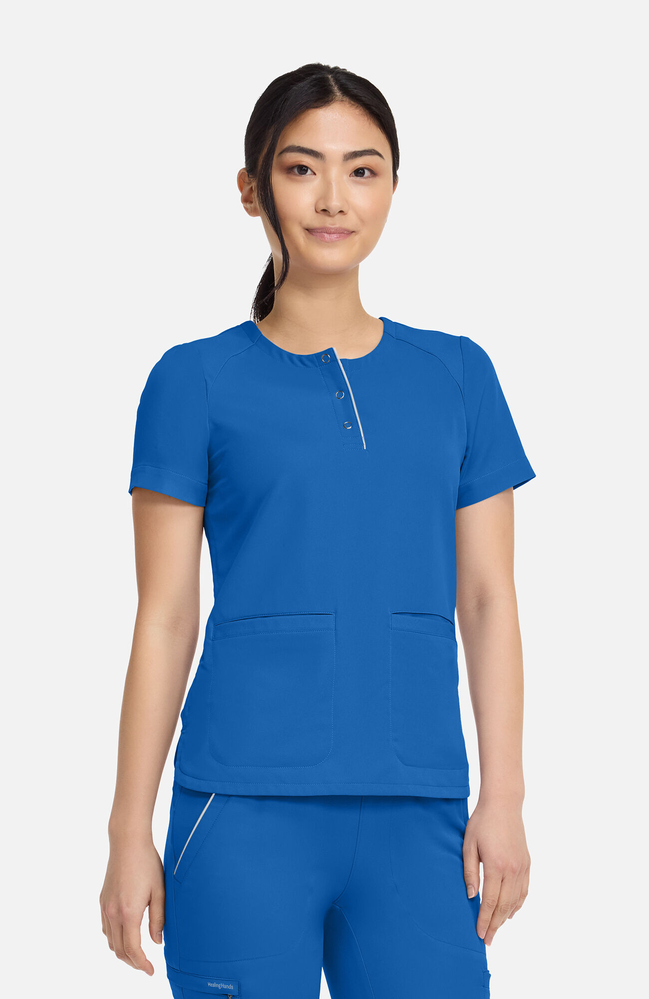 Women's Joy Henley Crew Neck Scrub Top, ROY Royal | royal, large