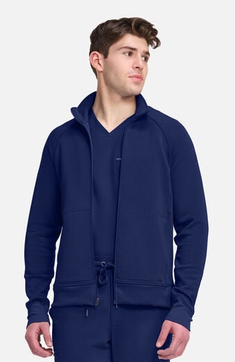 Men's Zip Front Raglan Knit Scrub Jacket Men's Zip Front Raglan Knit Scrub Jacket
