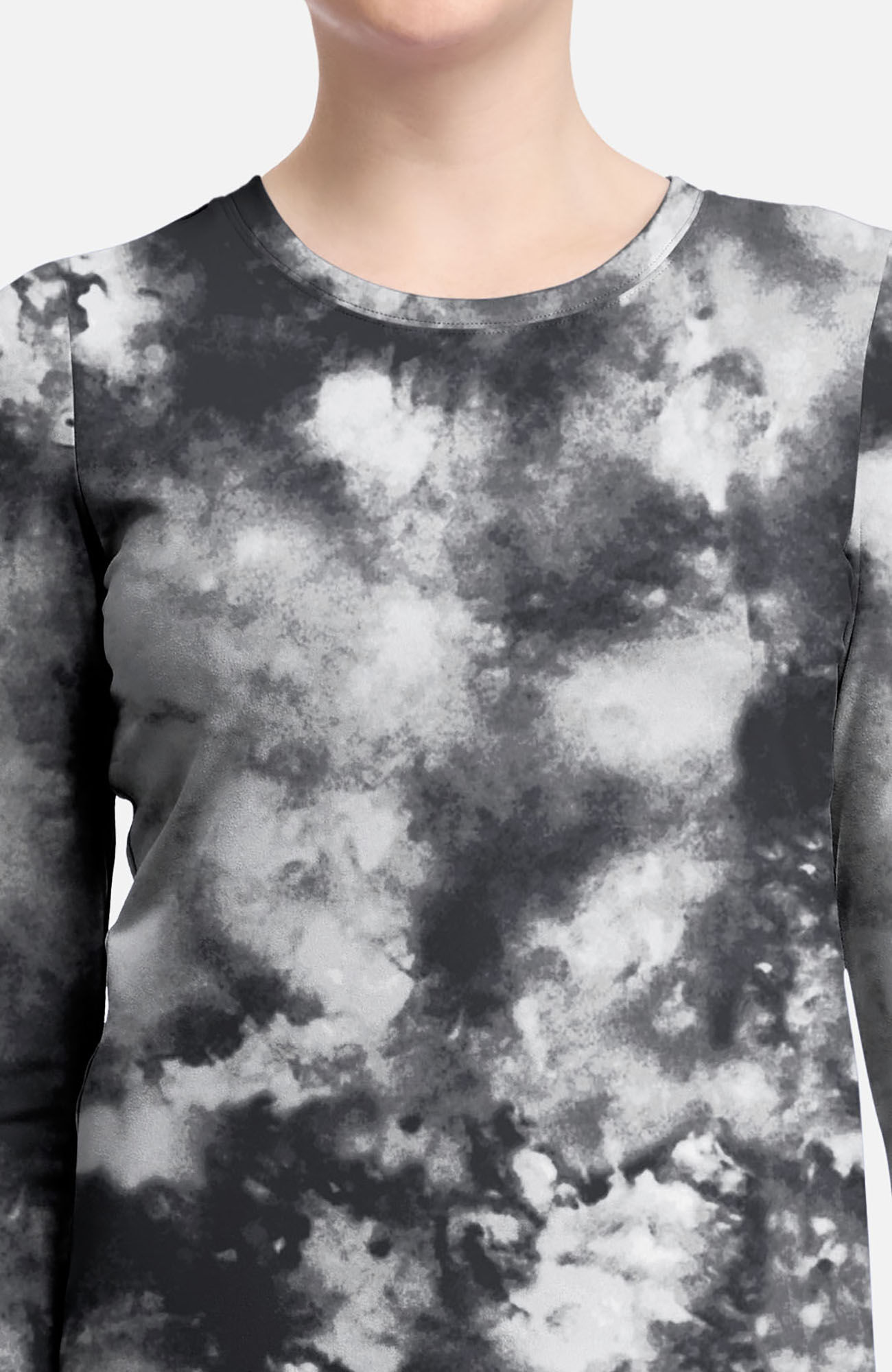 Women's Melissa Tie-Dye Print Underscrub Tee, TDB Tie Dye Black | black, large