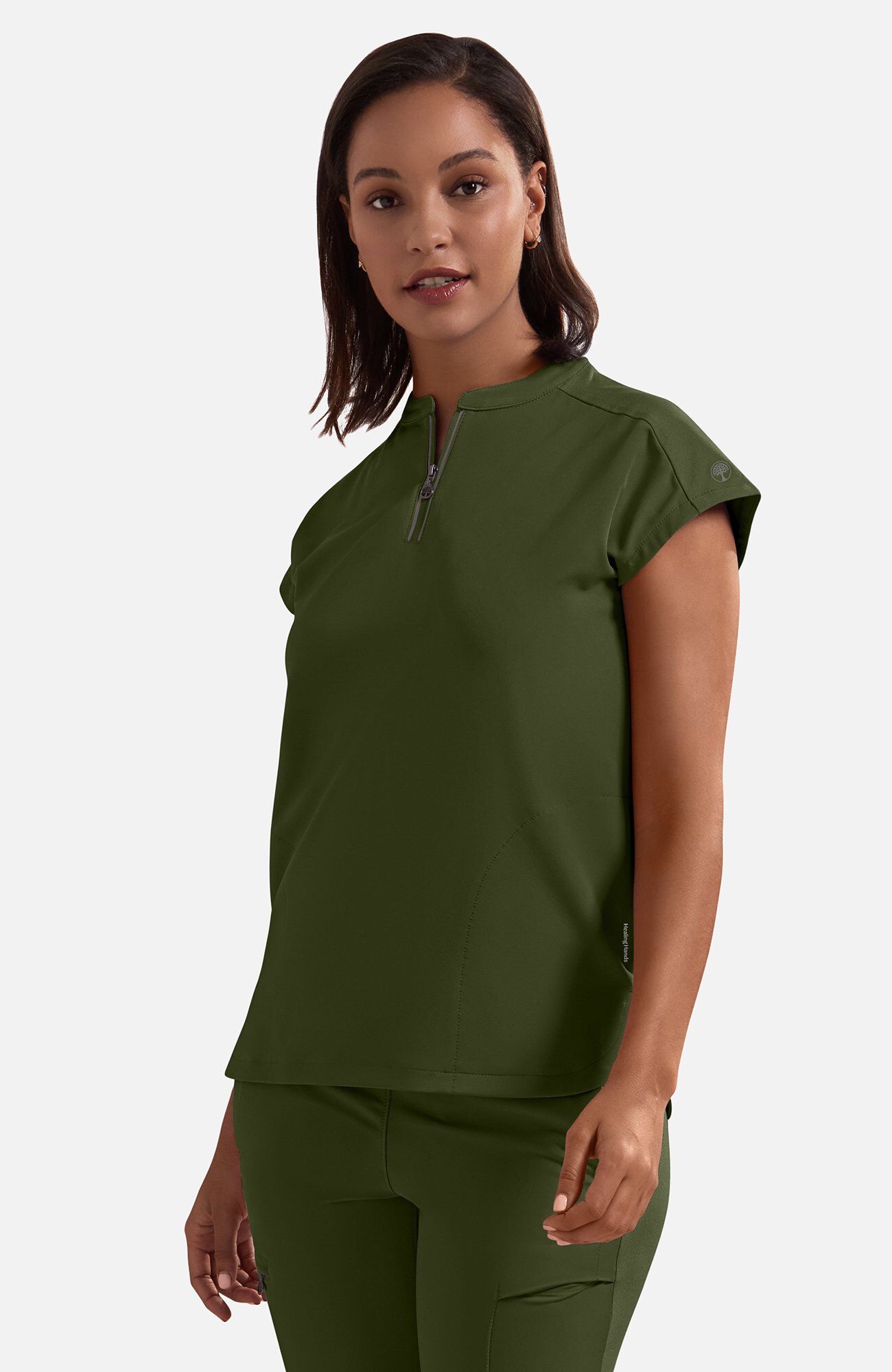 Women's Sonia Zip Y-Neck Scrub Top, , large