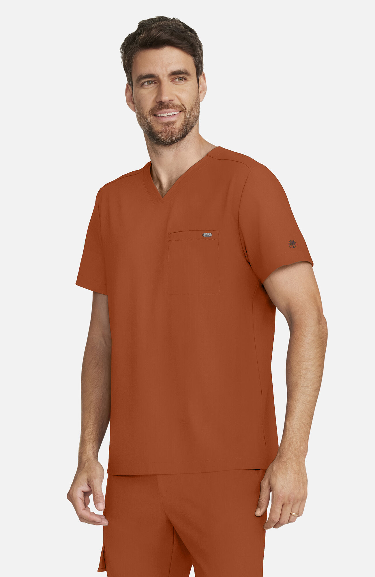 Men's Ari V-Neck Scrub Top, WAS Warm Sunrise | orange, large