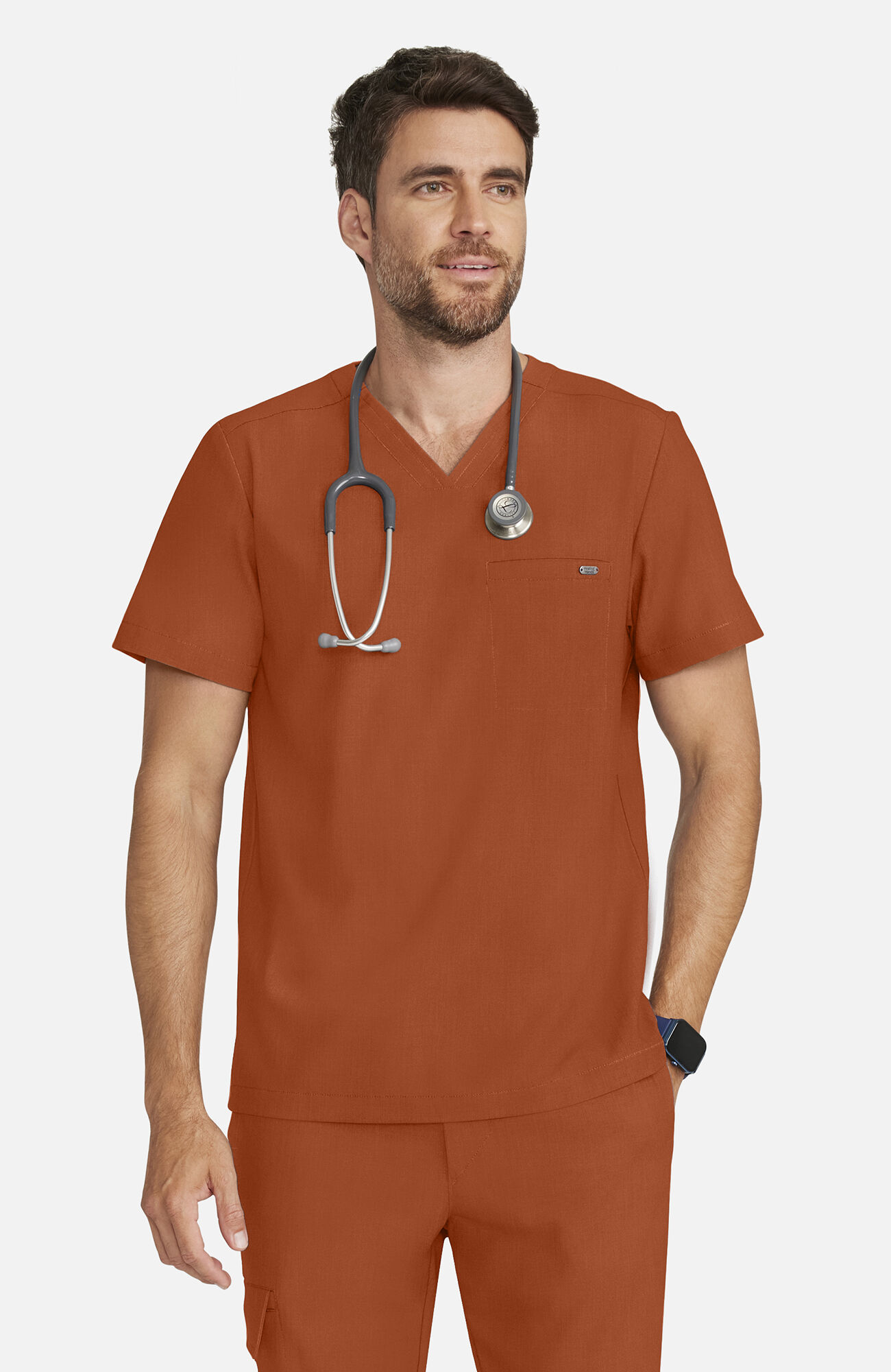 Men's Ari V-Neck Scrub Top, WAS Warm Sunrise | orange, large