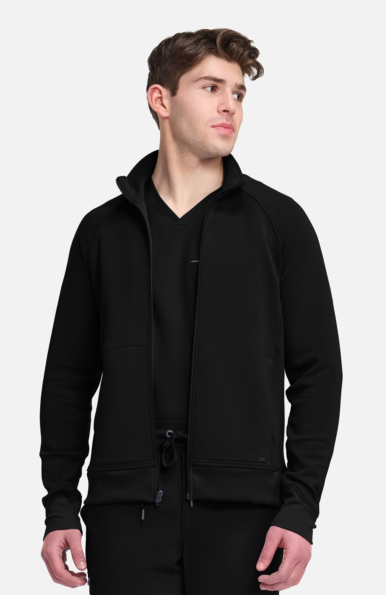 Men's Zip Front Raglan Knit Scrub Jacket