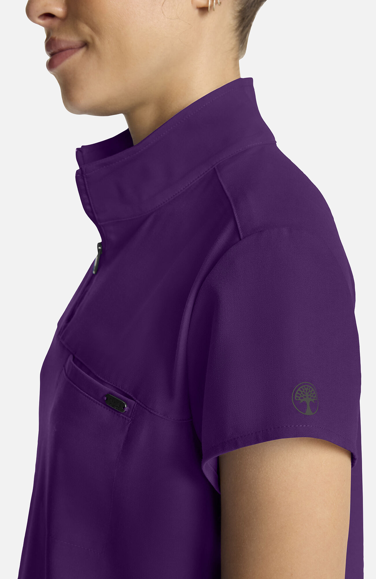 Women's Bella Quarter Zip Scrub Top, EGG Eggplant | purple, large