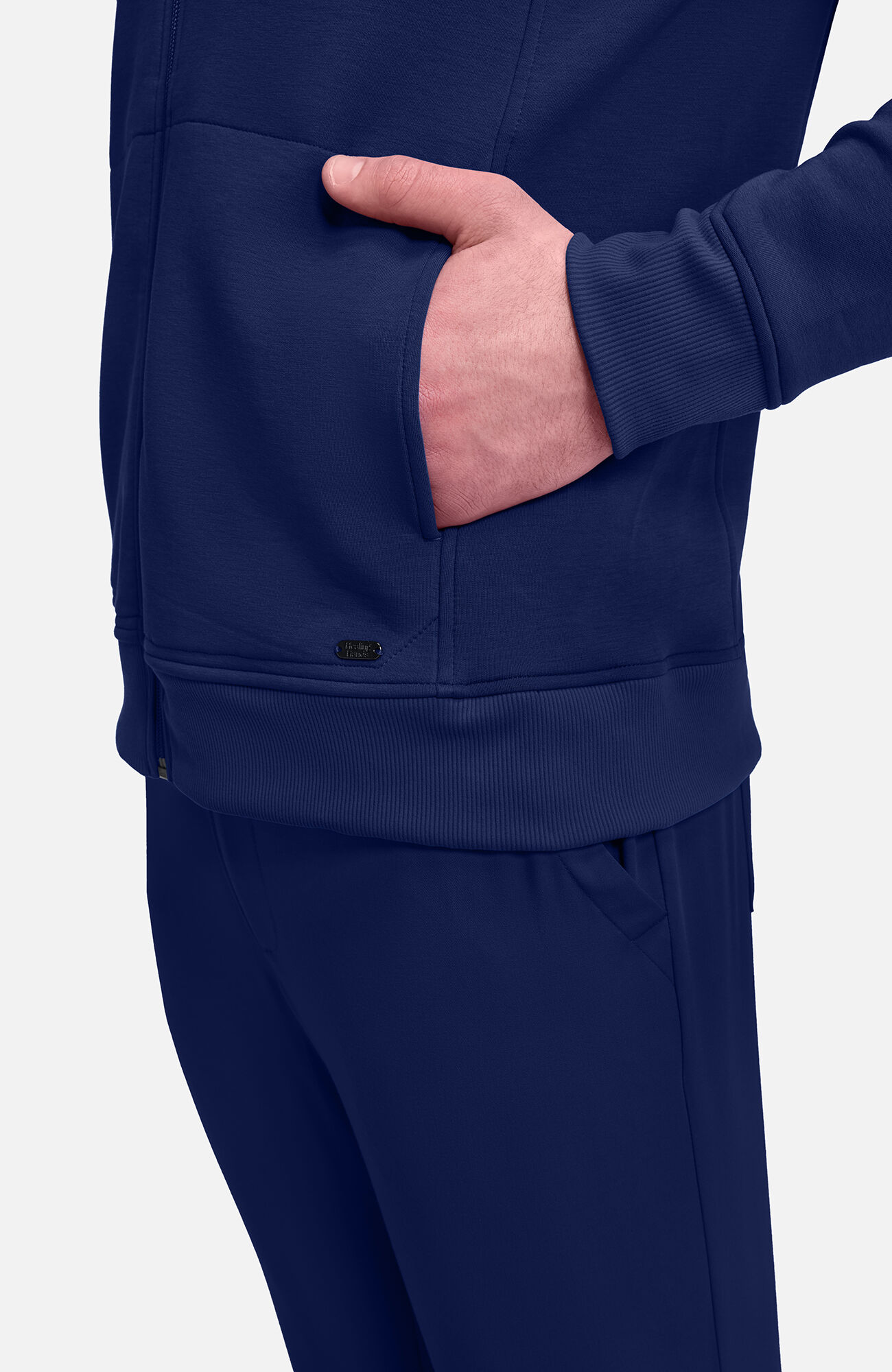 Men's Zip Front Raglan Knit Scrub Jacket, NAV Navy | navy, large