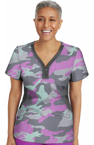 Clearance Women's Jessi Camouflage Print Scrub Top, , large