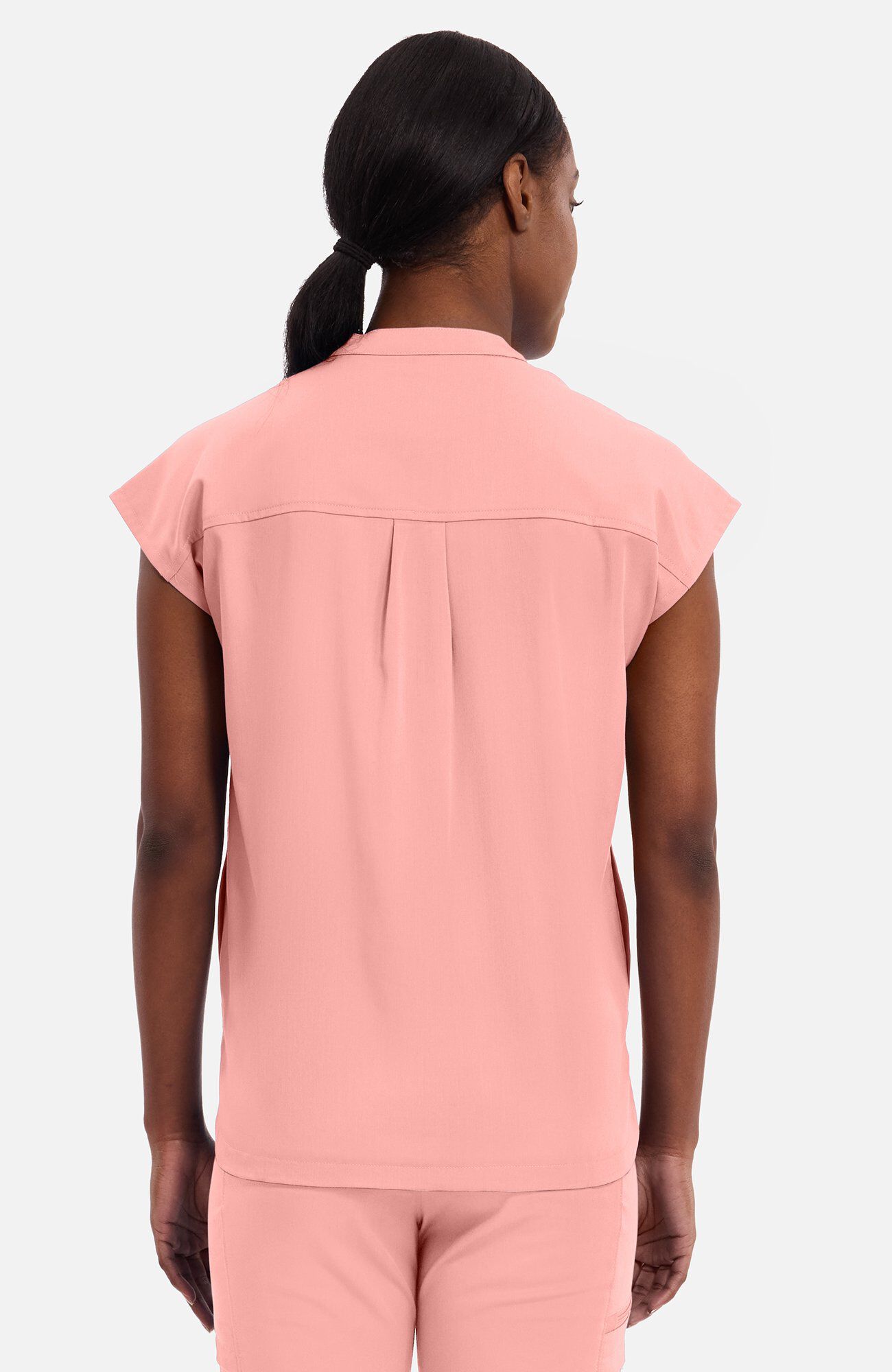Women's Journey Mandarin Collar Scrub Top, BUP Blushing Peach | pink, large