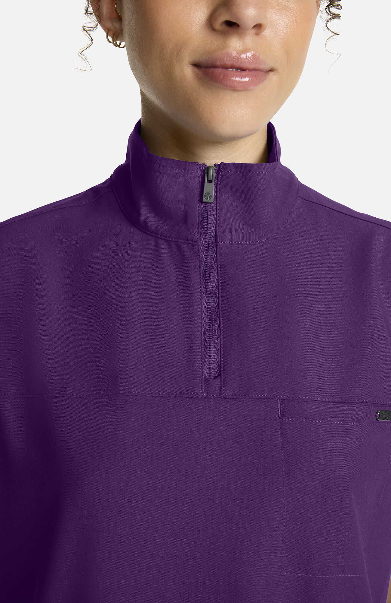 Women's Bella Quarter Zip Scrub Top, EGG Eggplant | purple, large