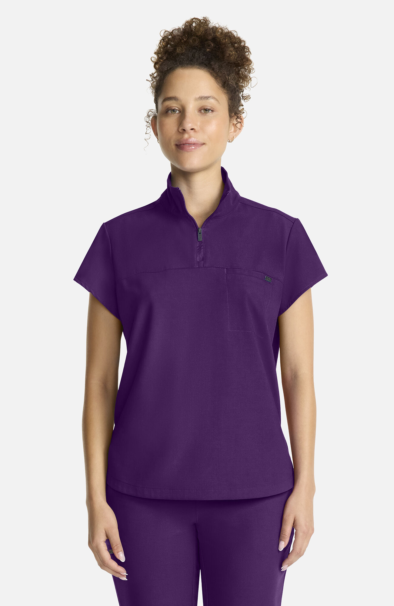Women's Bella Quarter Zip Scrub Top, EGG Eggplant | purple, large
