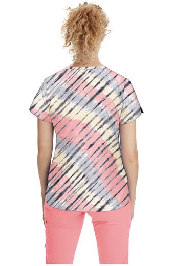 Clearance Women's Isabel Tie Dye Wave Print Scrub Top