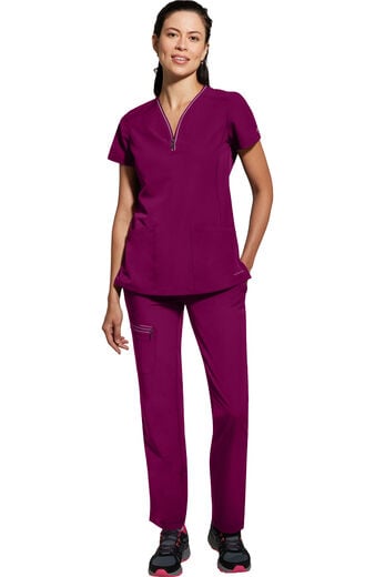 Women's Scrub Set: Sonia Zip Y-Neck Top & Nisha Knit Waistband Pant Women's Scrub Set: Sonia Zip Y-Neck Top & Nisha Knit Waistband Pant