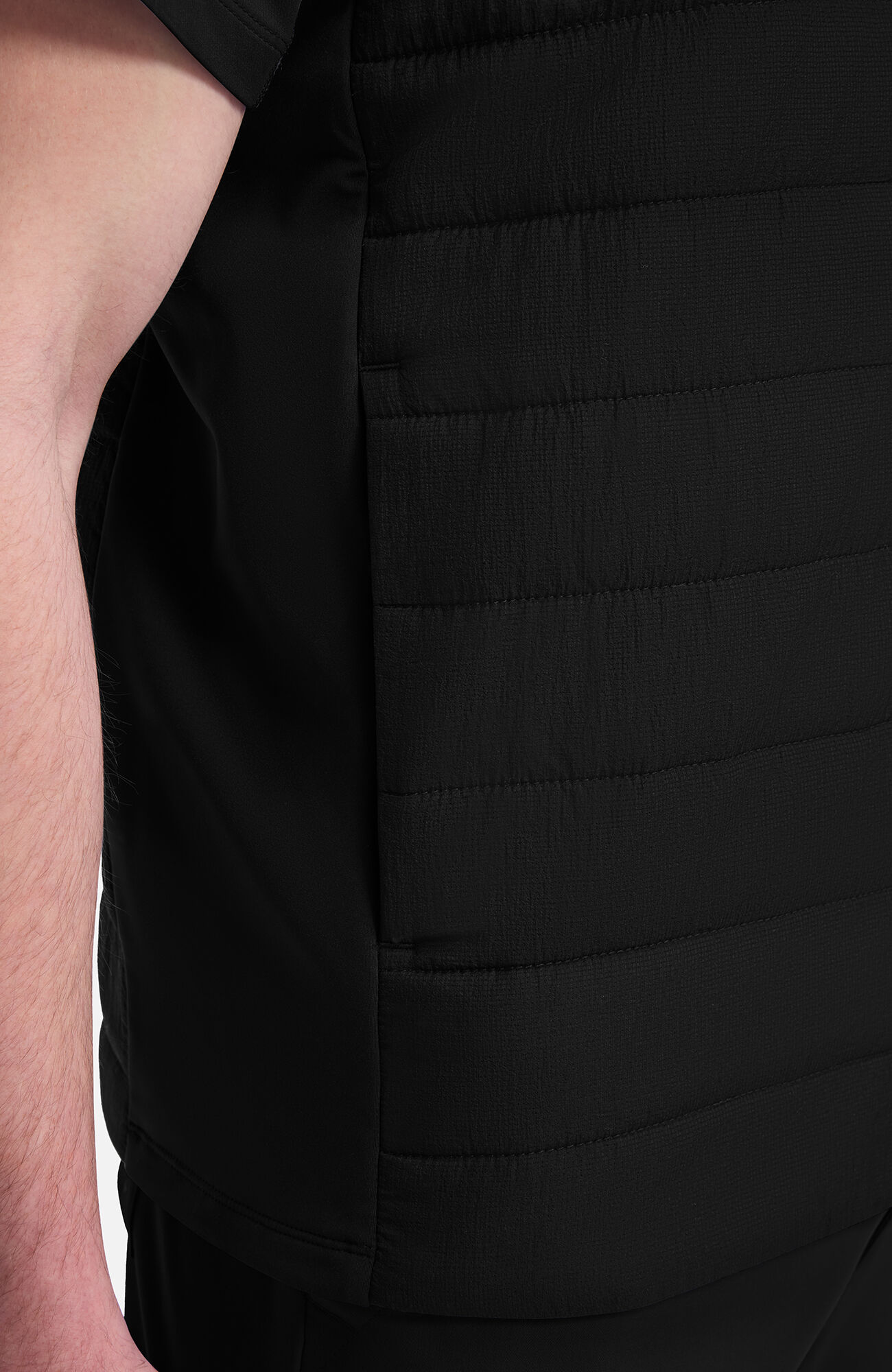 Men's Zip Front Quilted 4-Pocket Scrub Vest, BLA Black | black, large