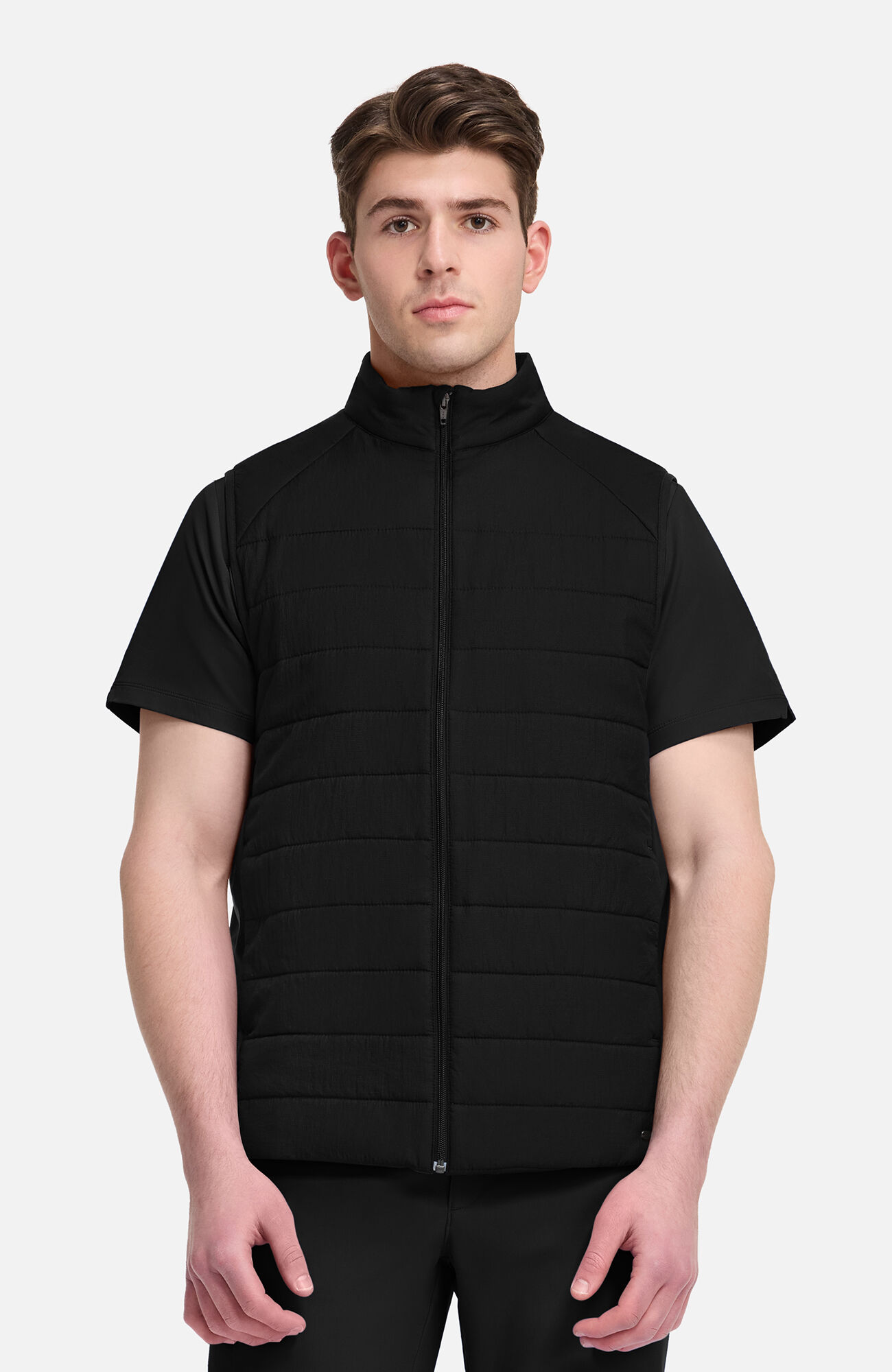 Men's Zip Front Quilted 4-Pocket Scrub Vest